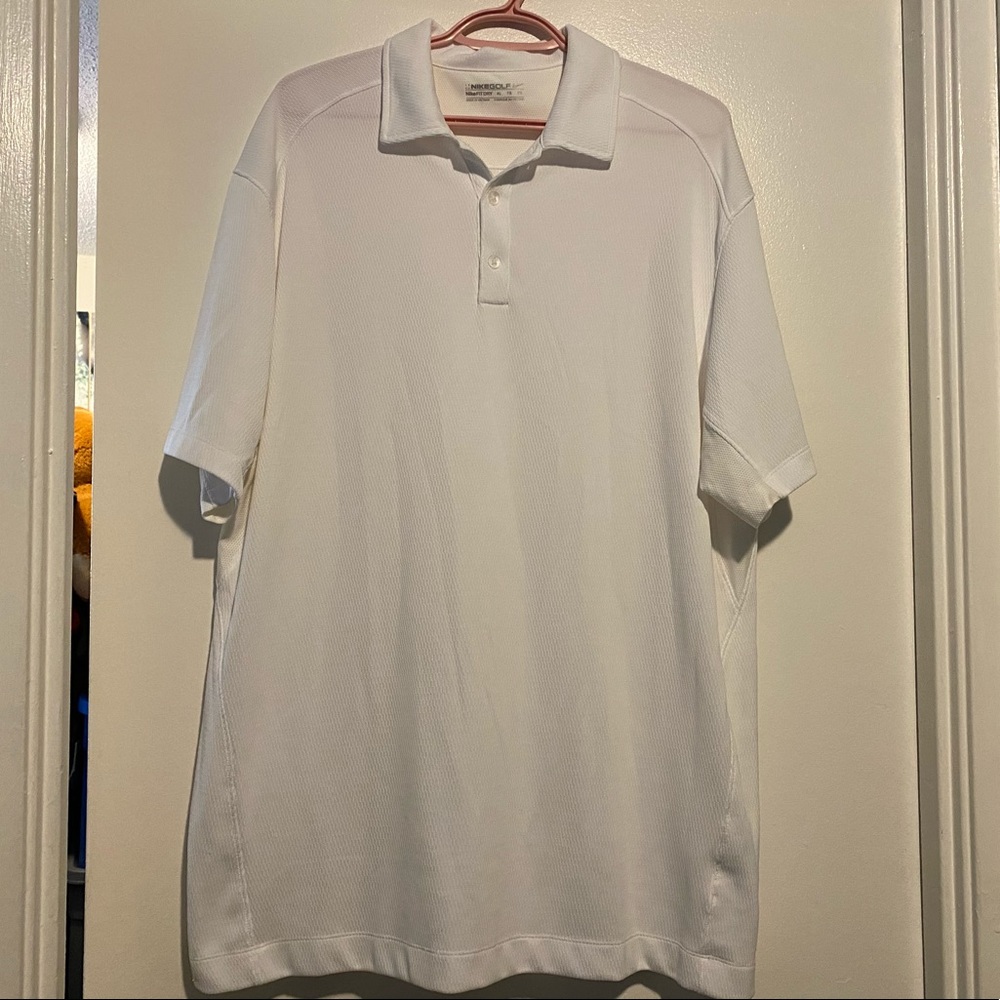 NIKE WHITE FIT DRY GOLF POLO SHIRT